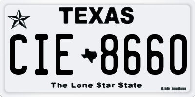 TX license plate CIE8660