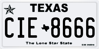 TX license plate CIE8666