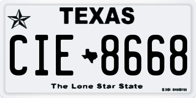 TX license plate CIE8668