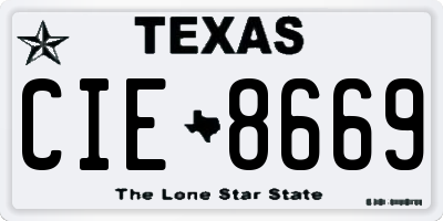 TX license plate CIE8669