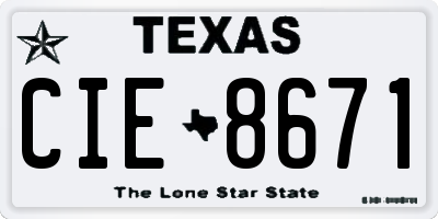 TX license plate CIE8671