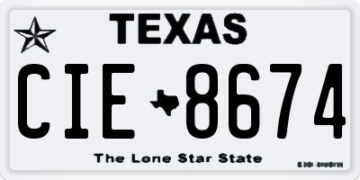 TX license plate CIE8674
