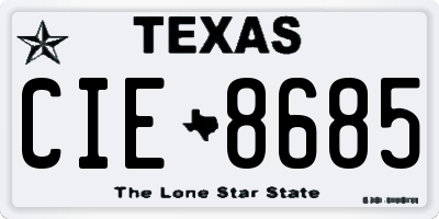 TX license plate CIE8685