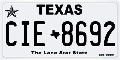 TX license plate CIE8692