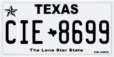 TX license plate CIE8699