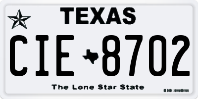 TX license plate CIE8702