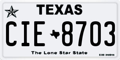 TX license plate CIE8703