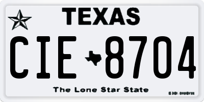 TX license plate CIE8704