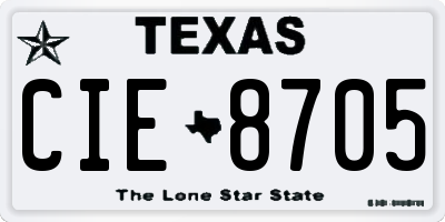 TX license plate CIE8705