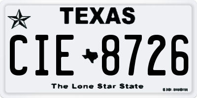 TX license plate CIE8726