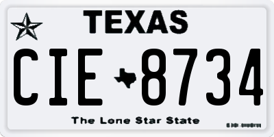 TX license plate CIE8734