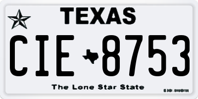 TX license plate CIE8753