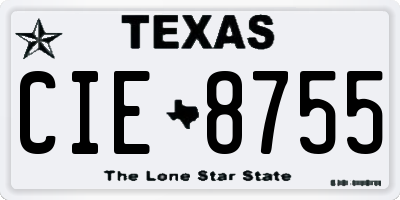TX license plate CIE8755