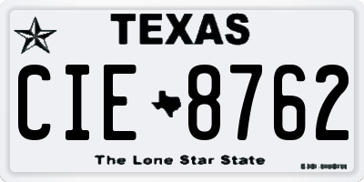 TX license plate CIE8762
