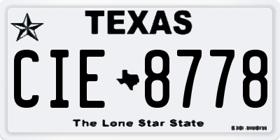 TX license plate CIE8778