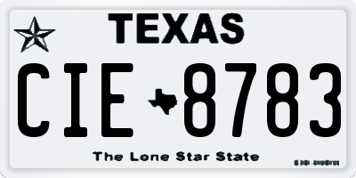 TX license plate CIE8783