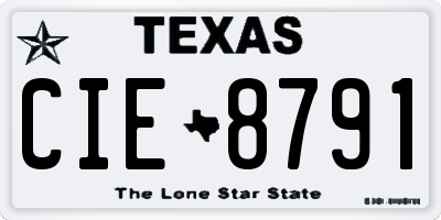TX license plate CIE8791