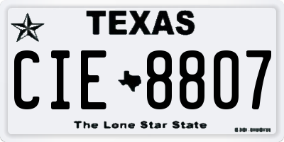 TX license plate CIE8807