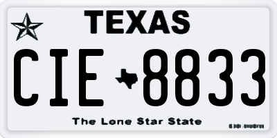 TX license plate CIE8833