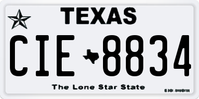 TX license plate CIE8834