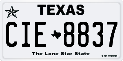 TX license plate CIE8837