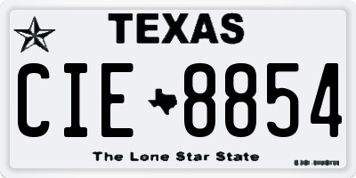 TX license plate CIE8854