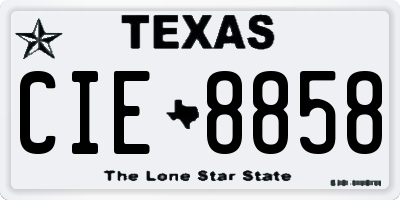 TX license plate CIE8858