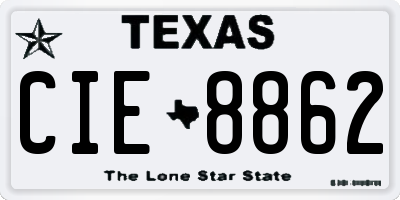 TX license plate CIE8862