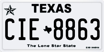 TX license plate CIE8863