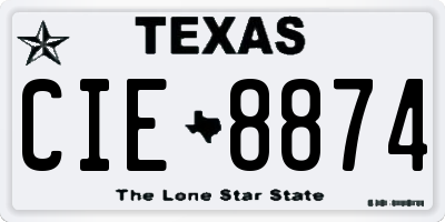 TX license plate CIE8874