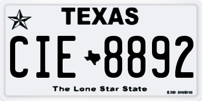 TX license plate CIE8892