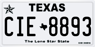 TX license plate CIE8893
