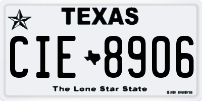TX license plate CIE8906
