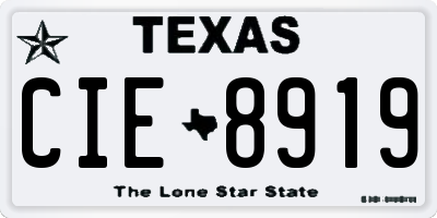 TX license plate CIE8919