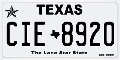 TX license plate CIE8920