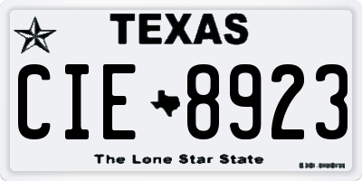 TX license plate CIE8923