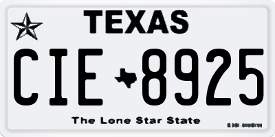 TX license plate CIE8925