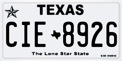 TX license plate CIE8926