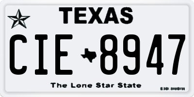 TX license plate CIE8947