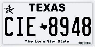 TX license plate CIE8948