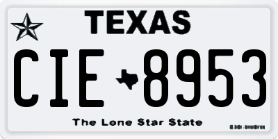 TX license plate CIE8953