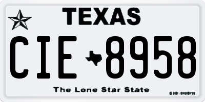 TX license plate CIE8958
