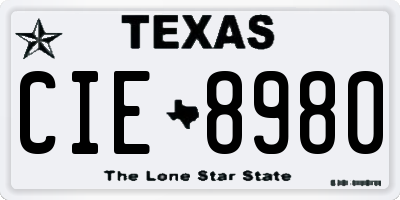 TX license plate CIE8980