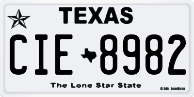 TX license plate CIE8982