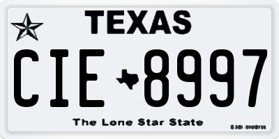 TX license plate CIE8997