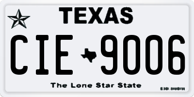 TX license plate CIE9006