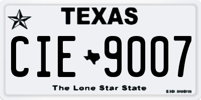 TX license plate CIE9007
