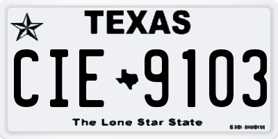 TX license plate CIE9103