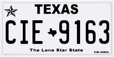 TX license plate CIE9163