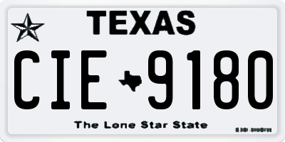 TX license plate CIE9180